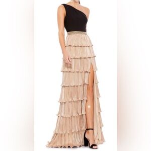 Mac Duggal One Shoulder Ruffle Tiered Gown